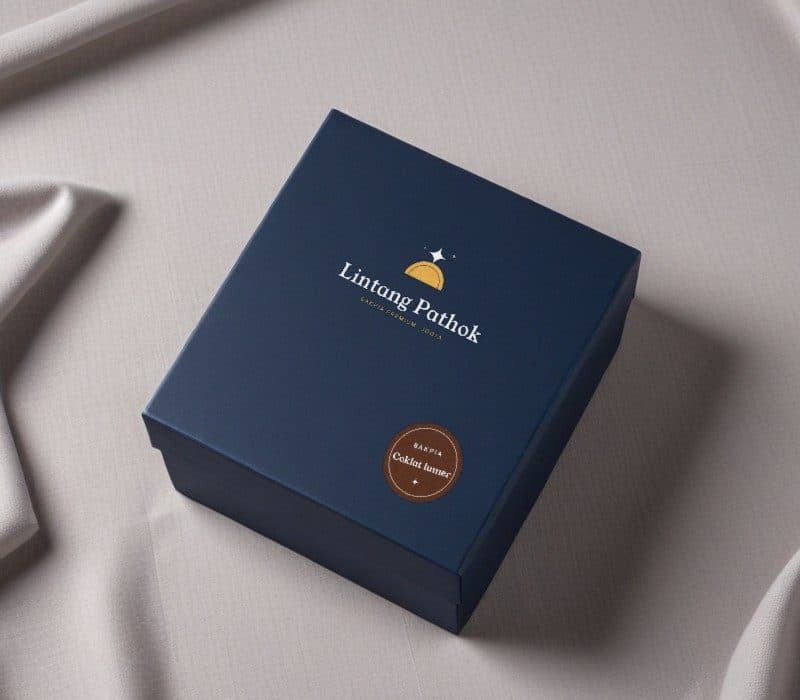 Closed Lintang Pathok box with the melting chocolate seal sticker