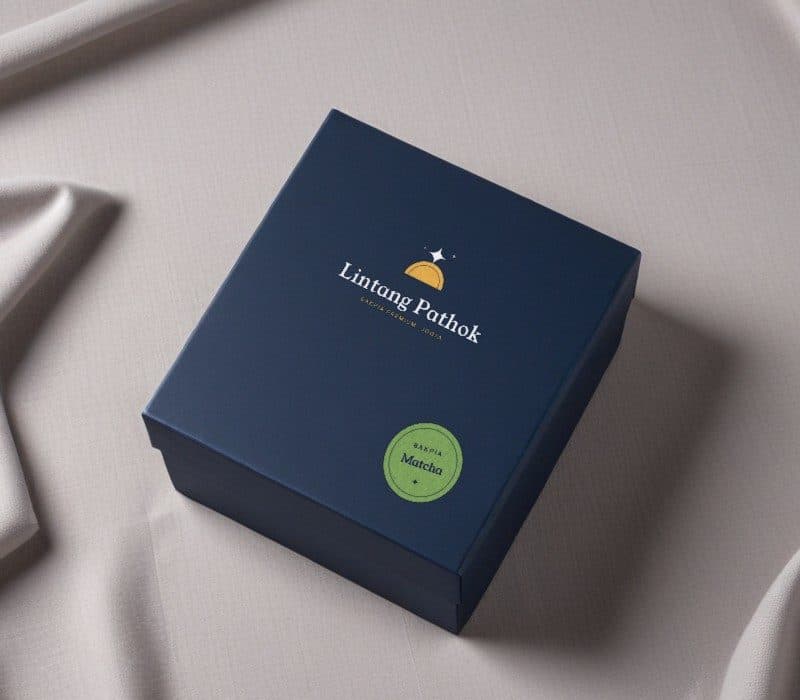 Closed Lintang Pathok box with the matcha seal sticker