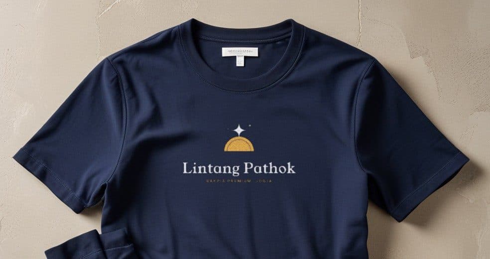 Kaos staf navy dengan logo bertumpuk