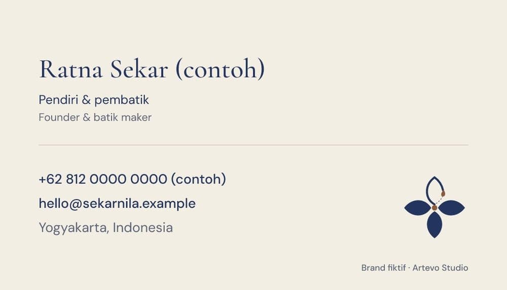 Business card, back