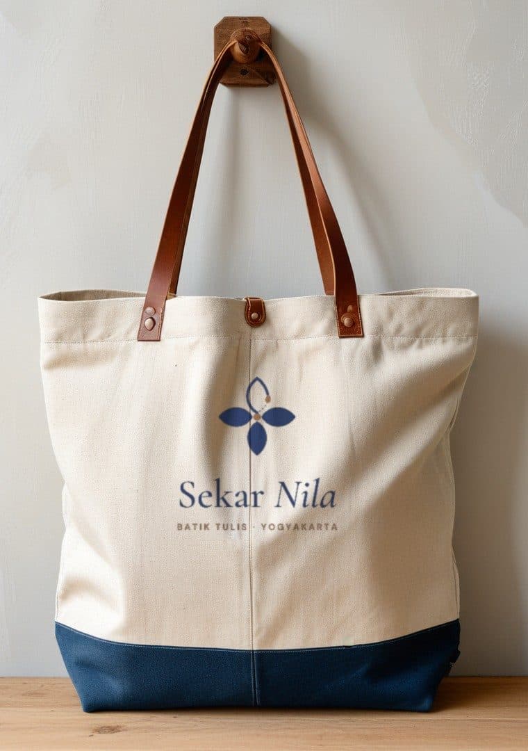 Canvas tote bag with the stacked logo